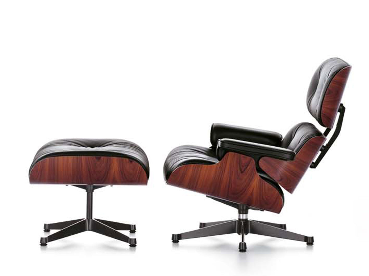 Vitra Eames Lounge chair & Ottoman - Santos Palisander, black Leather, black/polsished sides - ex-display / Sale 