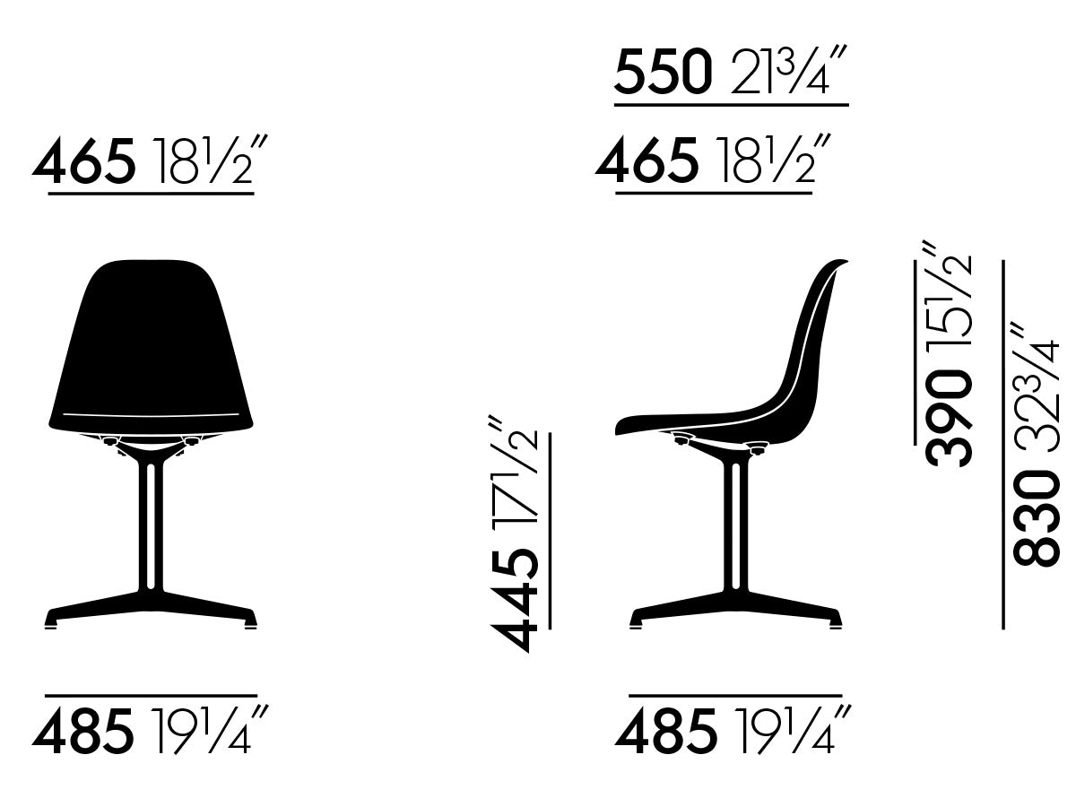 Vitra Eames DSL Plastic Side Chair - No Upholstery