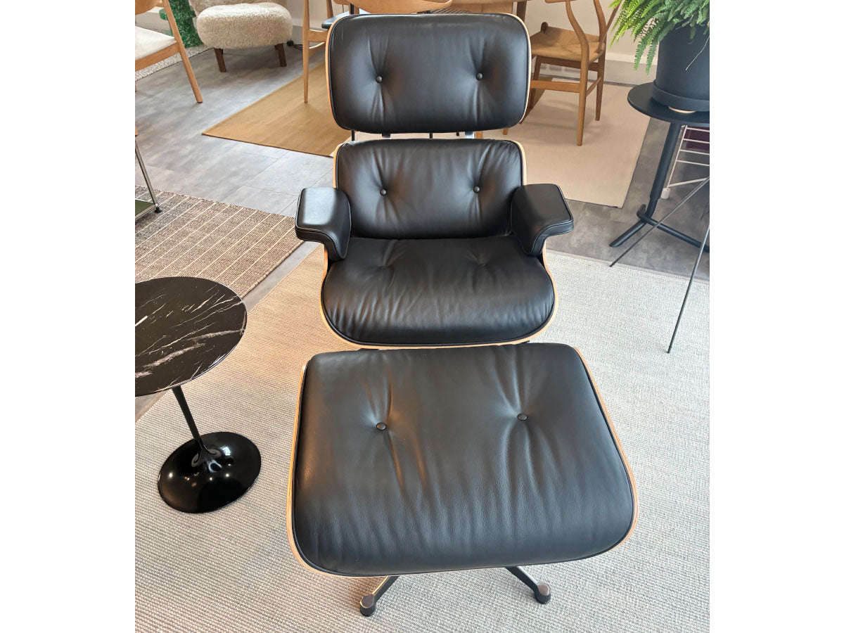 Vitra Eames Lounge Chair and Ottoman - Cherry Shell - Black Premium Leather - Black/Polished Base - EX-Display Sale Item