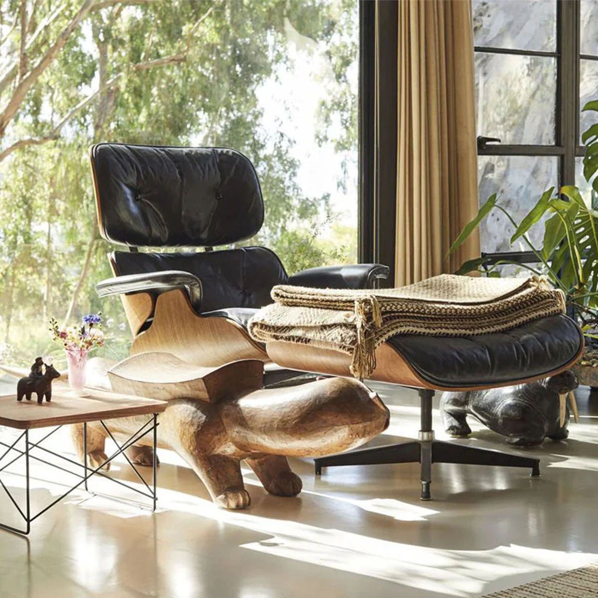 vitra eames lounge chair inside eames house