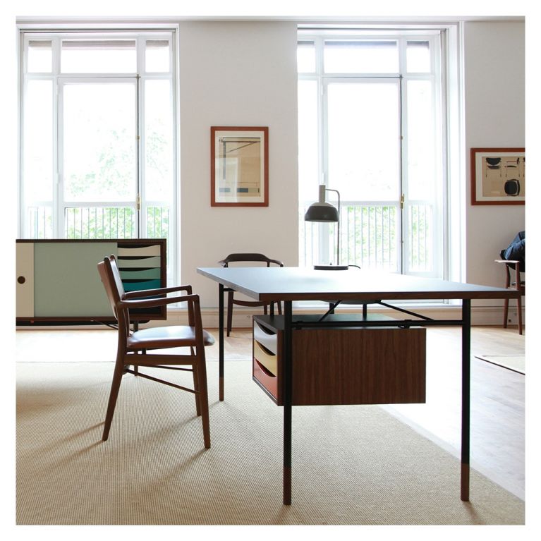 House of Finn Juhl Nyhavn Desk Walnut & Orange