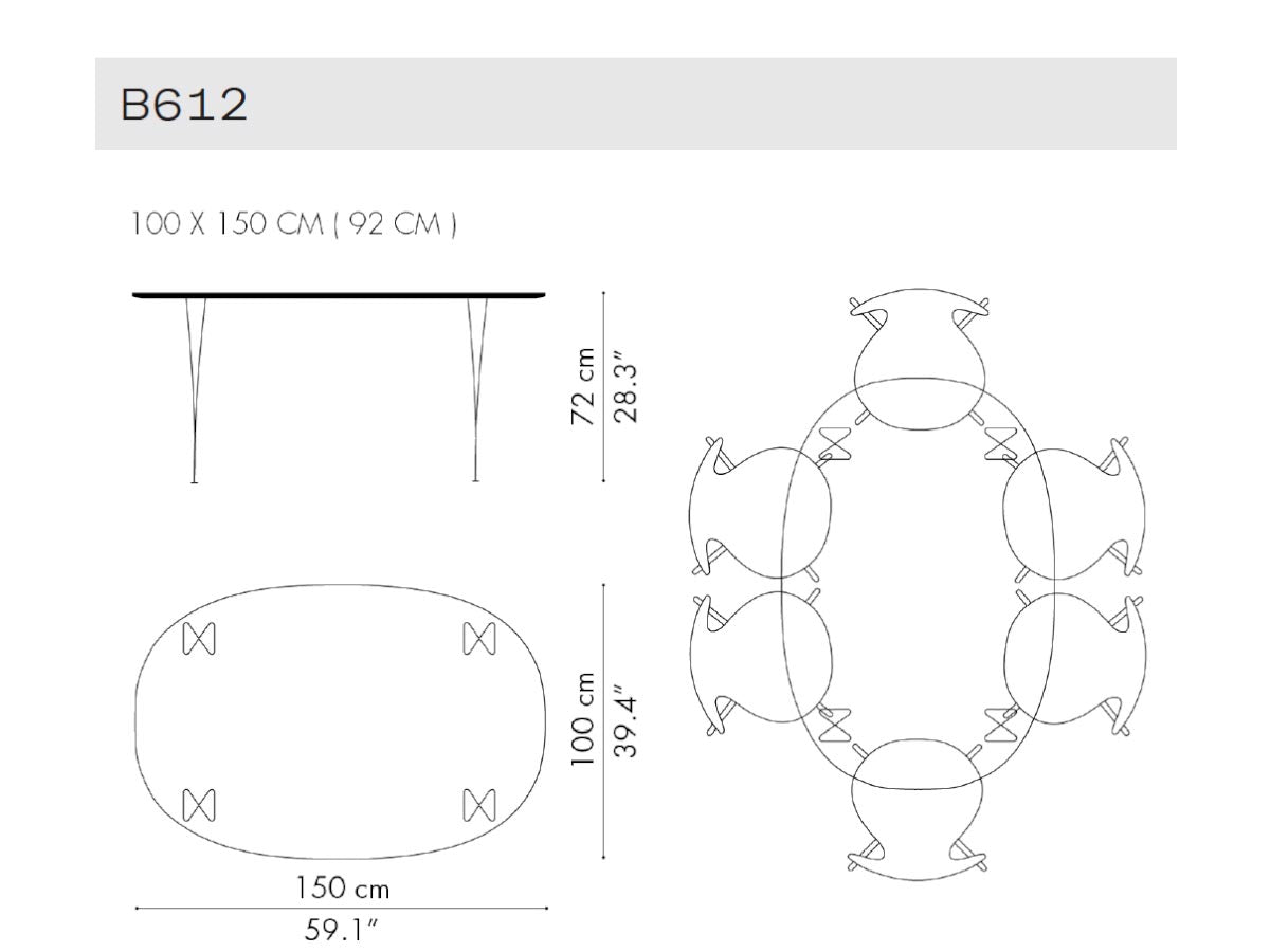 Fritz Hansen Super-Elliptical B612 Table - 150cm