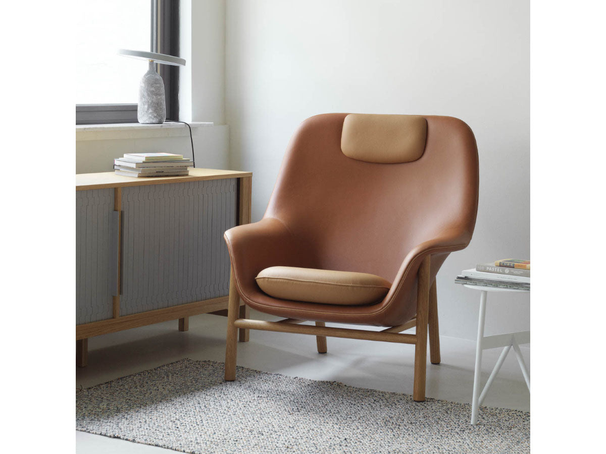 Normann Copenhagen Drape Lounge Chair High With Headrest Oak