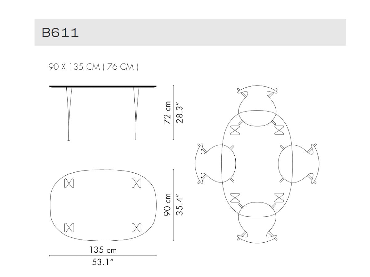 Fritz Hansen Super-Elliptical B611 Table - 135cm