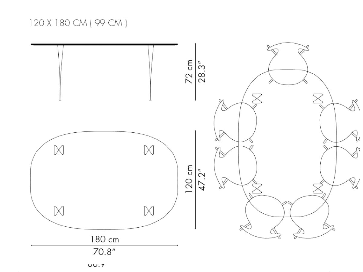 Fritz Hansen Super-Elliptical B613 Table - 180cm