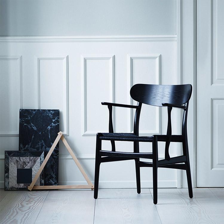 Carl Hansen CH26 Dining Chair Black Paper Cord