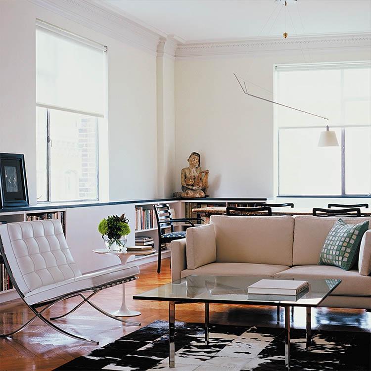 Living Room Barcelona Chair Cowhide Barcelona® Stool With Cowhide