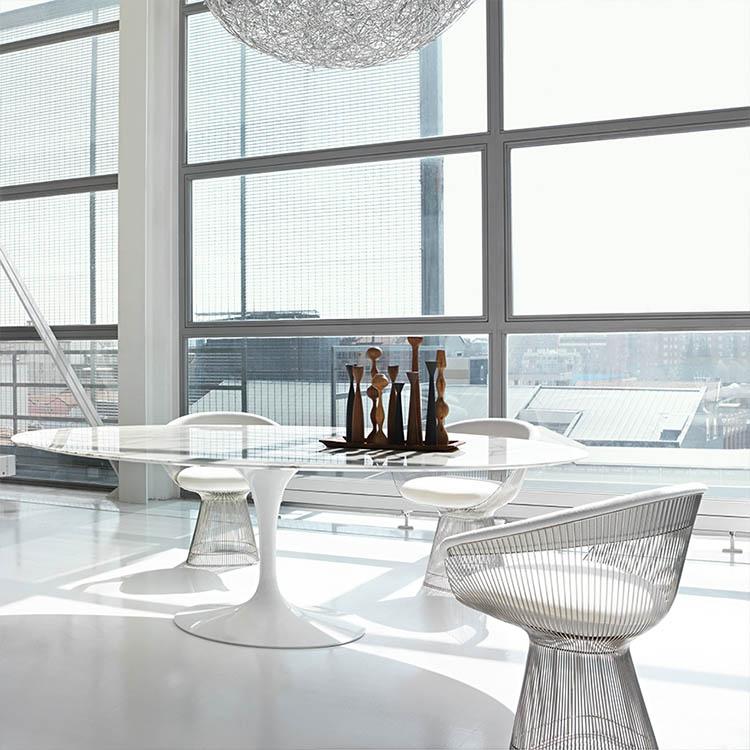 Knoll Saarinen Tulip Oval Dining Table 244cm White Base