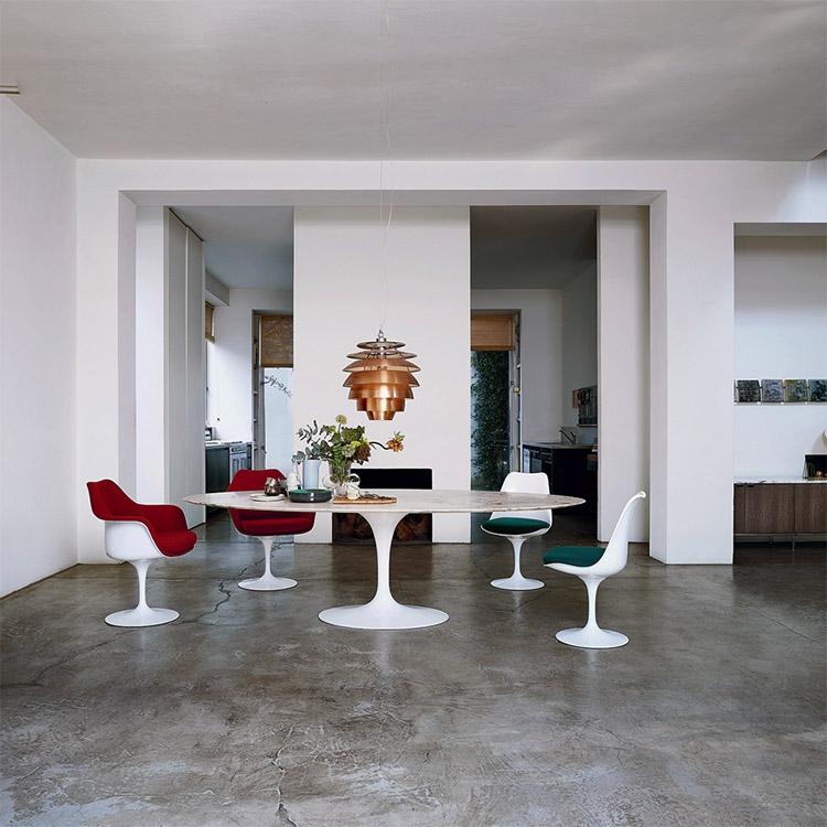 Knoll Saarinen Tulip Oval Dining Table 198cm White Base