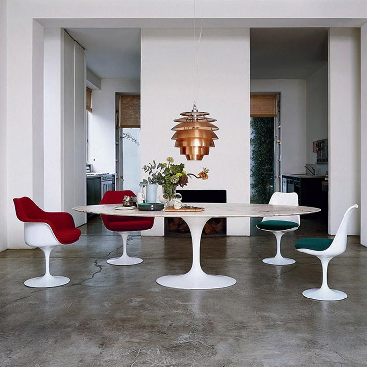 Knoll Saarinen Tulip Arm Chair White Base Upholstered
