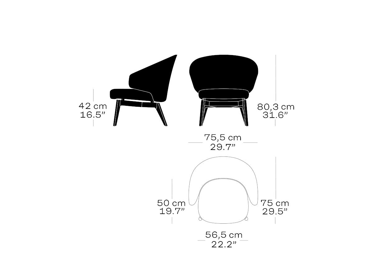 Fritz Hansen Let Armchair with Wooden Legs