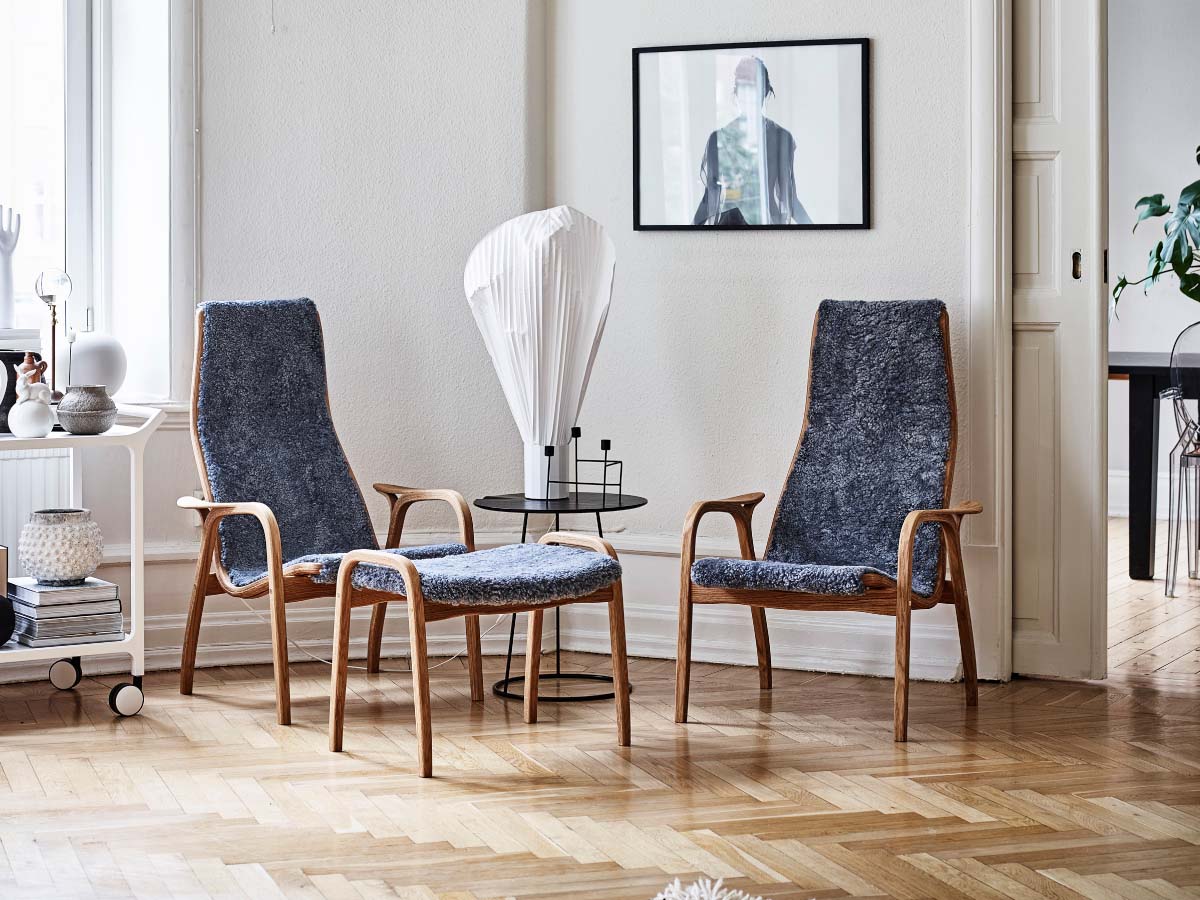 Swedese Lamino Chair & Ottoman - Sheepskin