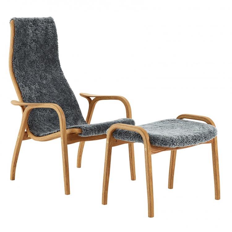 Swedese Lamino Chair & Ottoman - Sheepskin